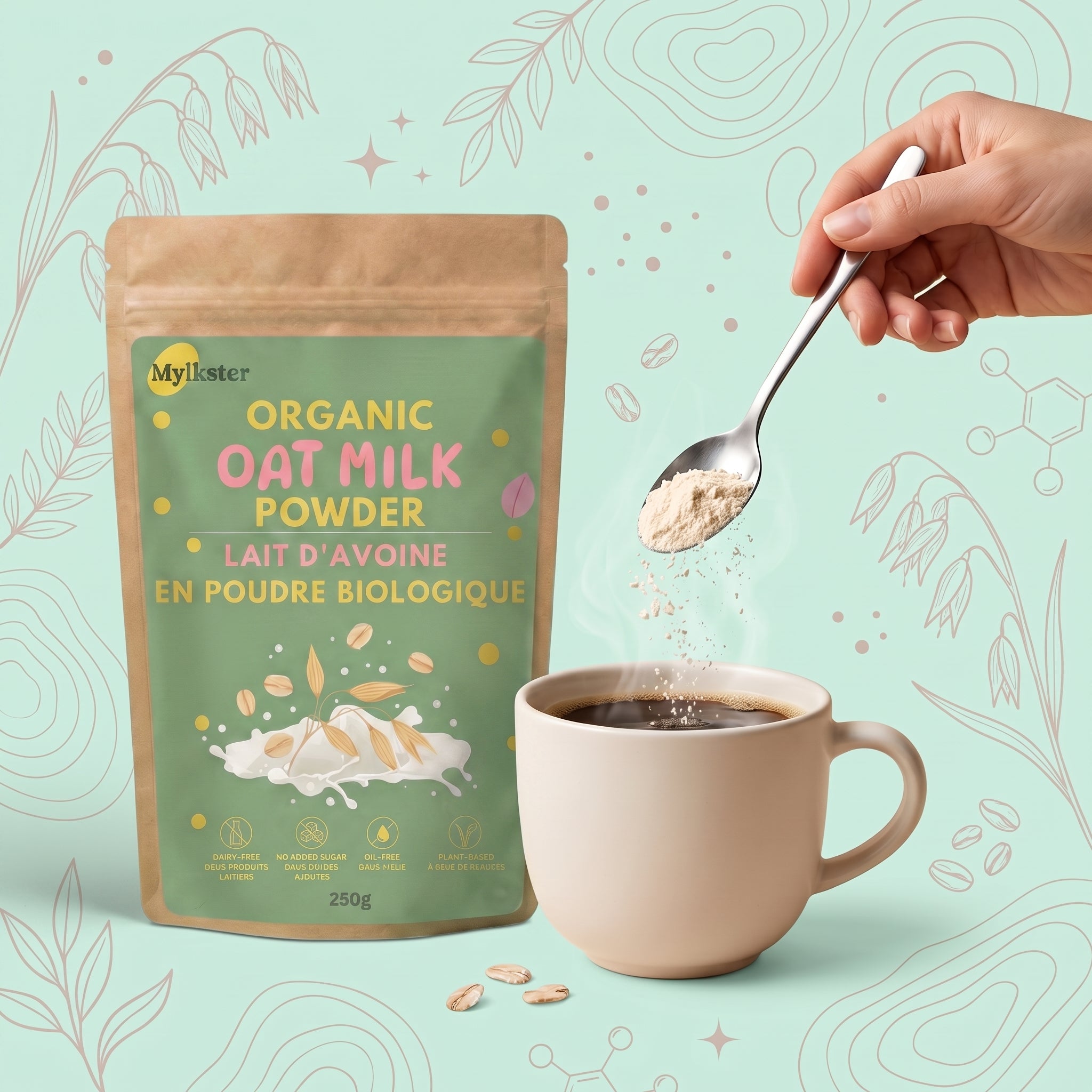 Organic Oat Milk Powder – Instant Dairy-Free Plant-Based Milk | Mylkster